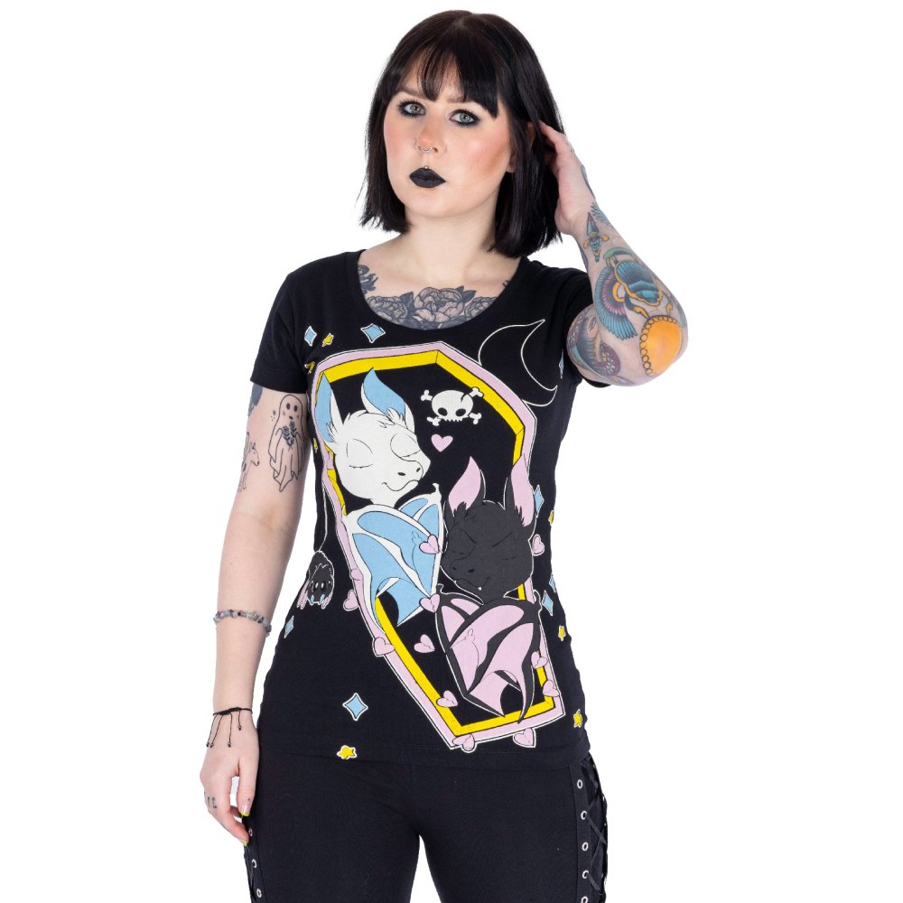 Cupcake Cult - Sleepy Bats Top - Noir